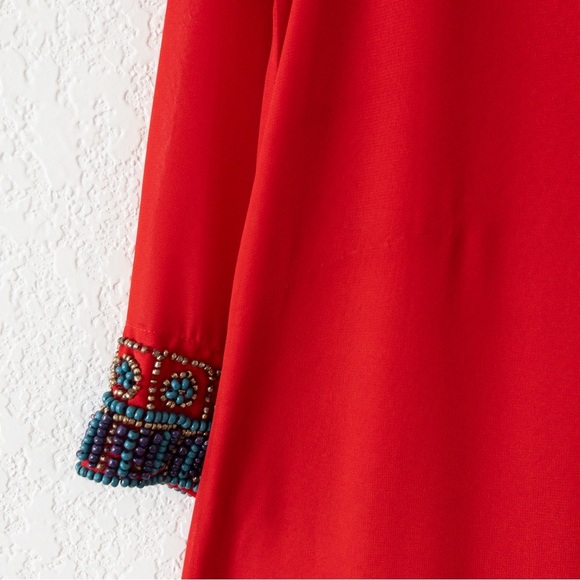 Soft Surroundings Label Noir Red Beaded Tunic Dress Size XL - Picture 12 of 13